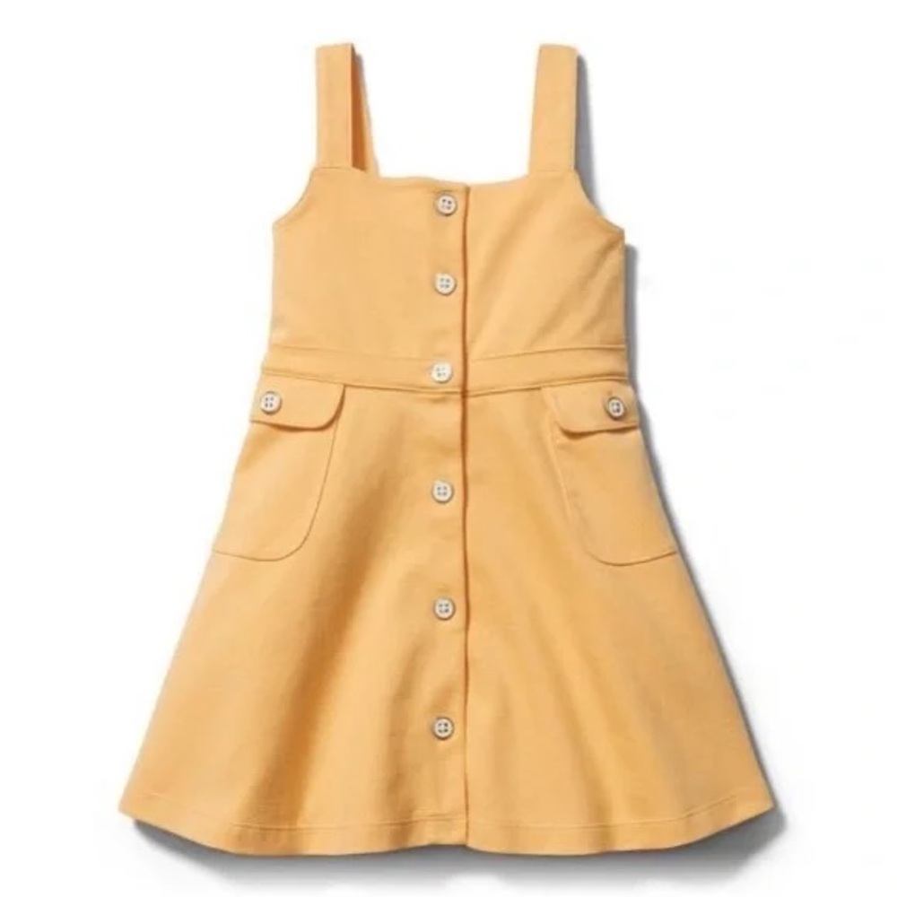 Janie and Jack Yellow Ponte  California Sun button-up sleeveless Dress Size 2T